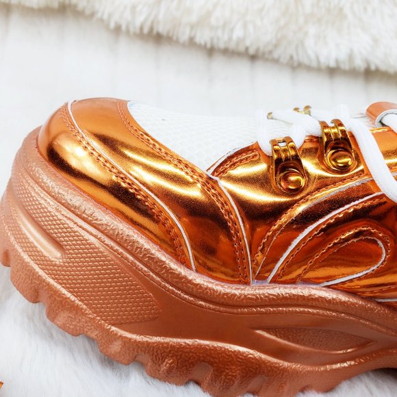 Chunk Fever Copper Orange Gem Strap Sneakers - Picture 5 of 11